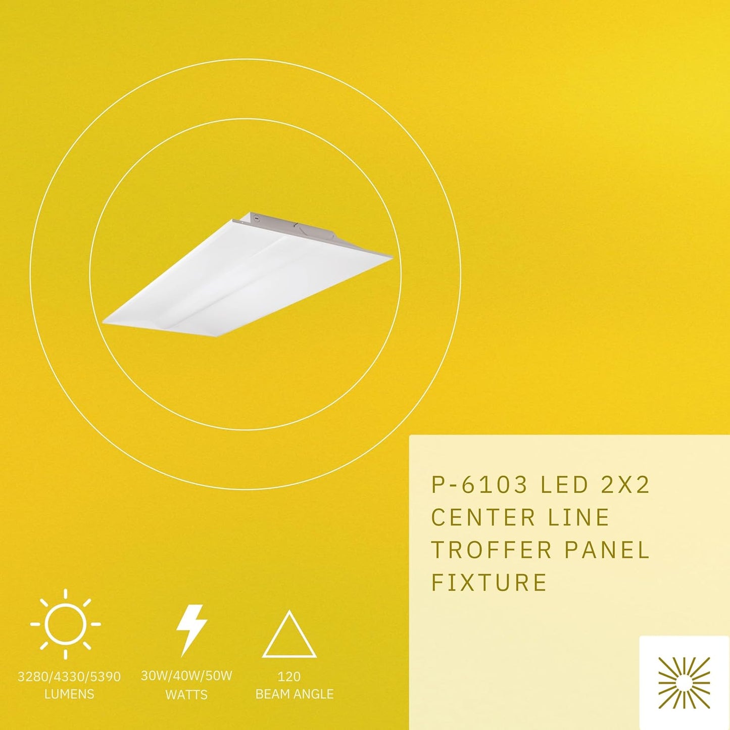 P-6103 2X4 Selectable 50W/60W/72W, 6220/7410/8580 Lumens 4CCT Center Basket Troffer Light