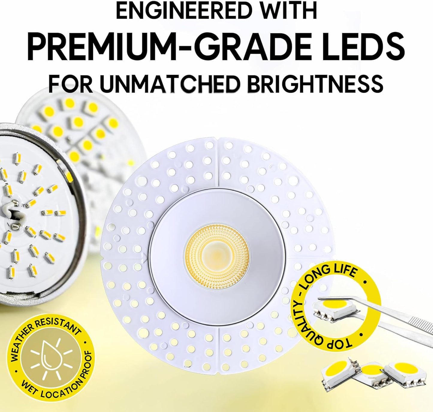 P-7106 3.5 inch Trimless Round White 15-9W, 1400-900 Lumens 5CCT Recessed Light