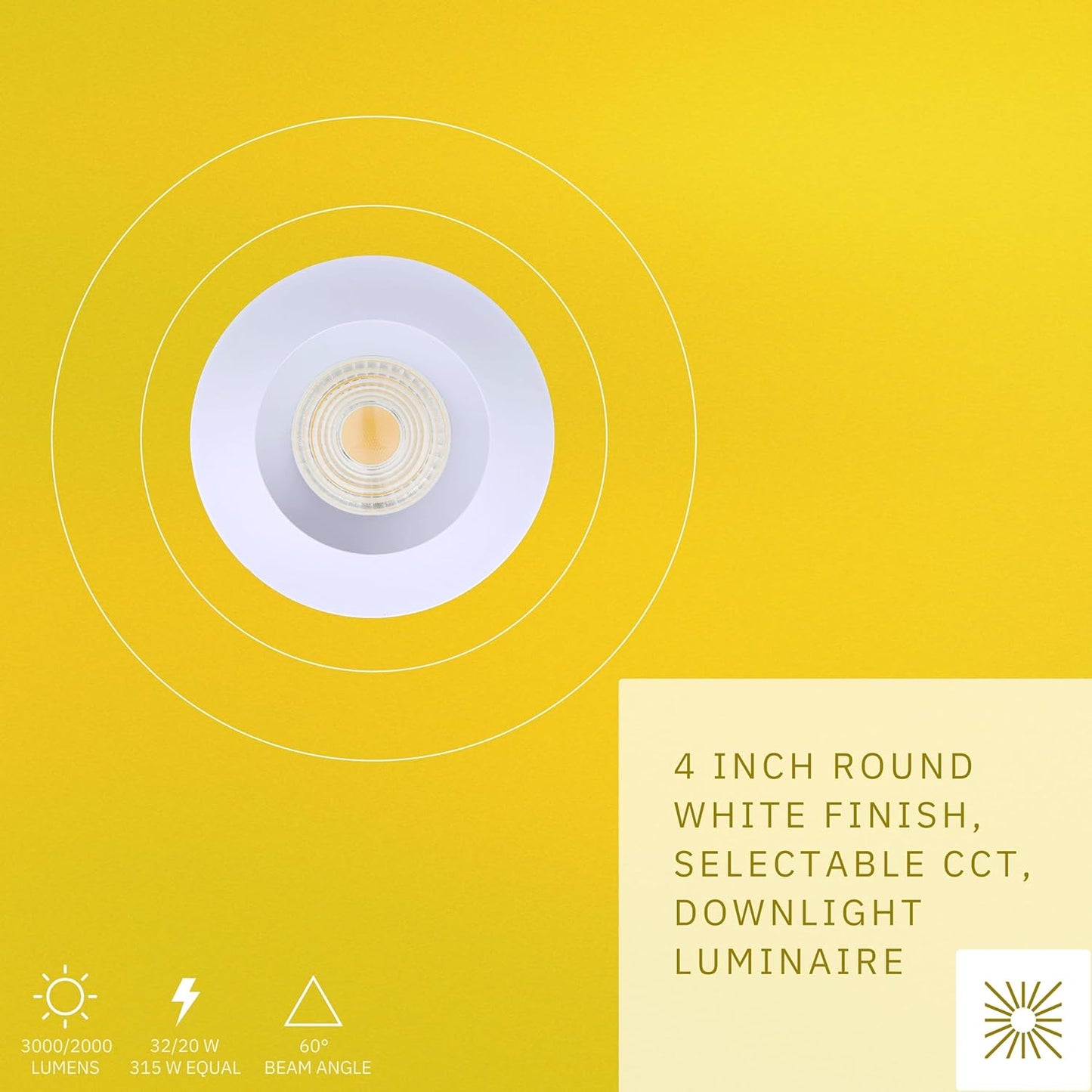 P-6472 4 Inch Round, White Finish 32 Watts, 3000 Lumens 5CCT Recessed Light