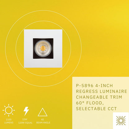 P-5896 4 Inch Square Two-Tone 15W 1100 Lumens 5CCT Recessed Light