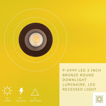P-5999 3 Inch Bronze Round 9W 850 Lumens 5CCT Recessed Light