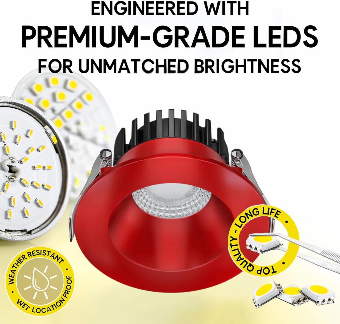 P-7536 3 inch Round Strawberry Red, 8W, 800 Lumens, 5CCT Recessed Light