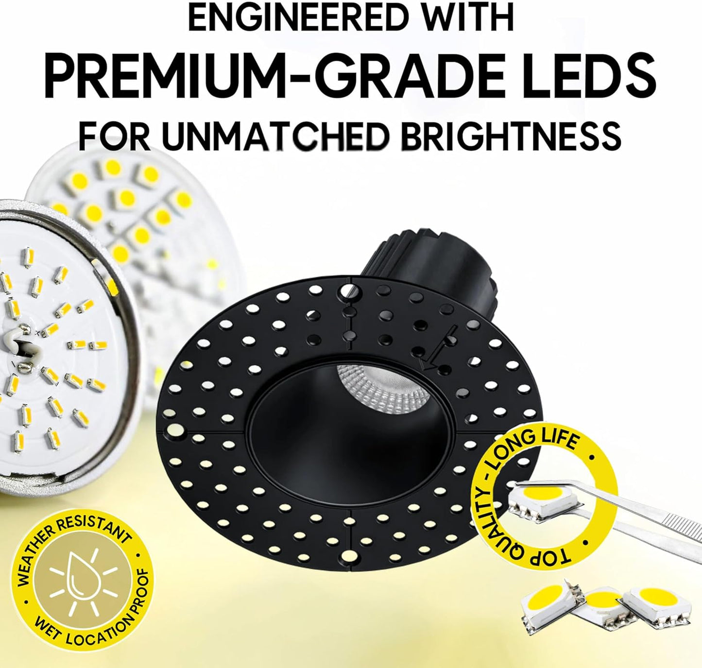P-7499 3 inch Trimless Round Wall-Wash Black, 9W, 850 Lumens, 5CCT Recessed Light
