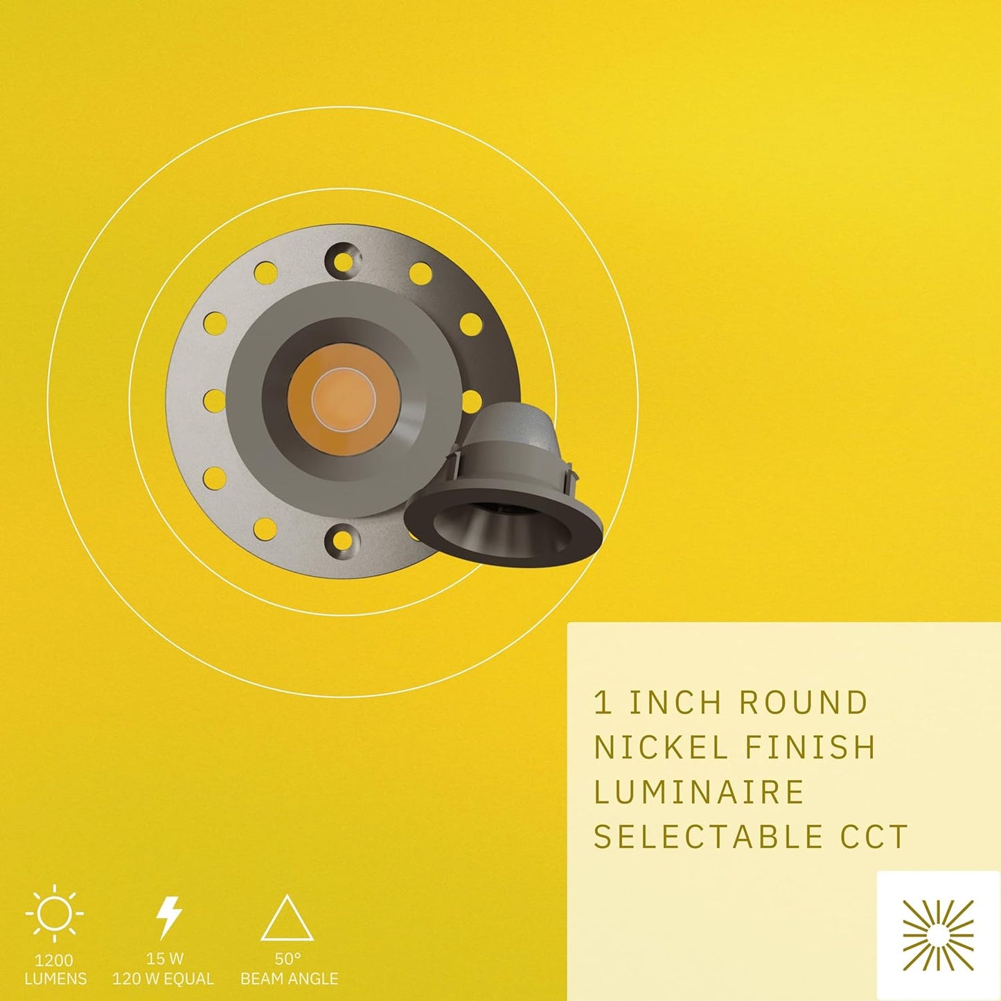 P-6573 1 Inch Round, Nickel Finish 15 Watts, 1200 Lumens 5CCT Recessed Light