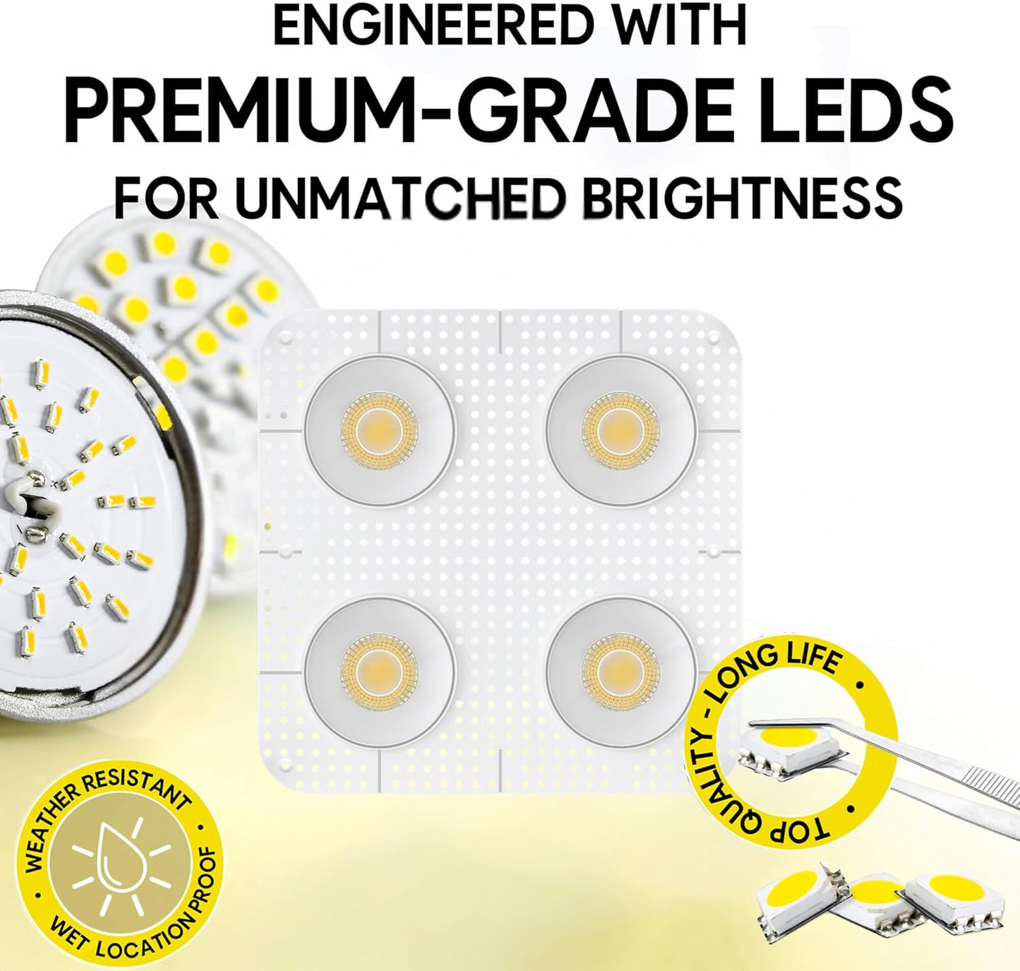 P-7468 4 inch Trimless Quadruple Head Round White HO, 80/128W, 9000/12000 Lumens, 5CCT Recessed Light