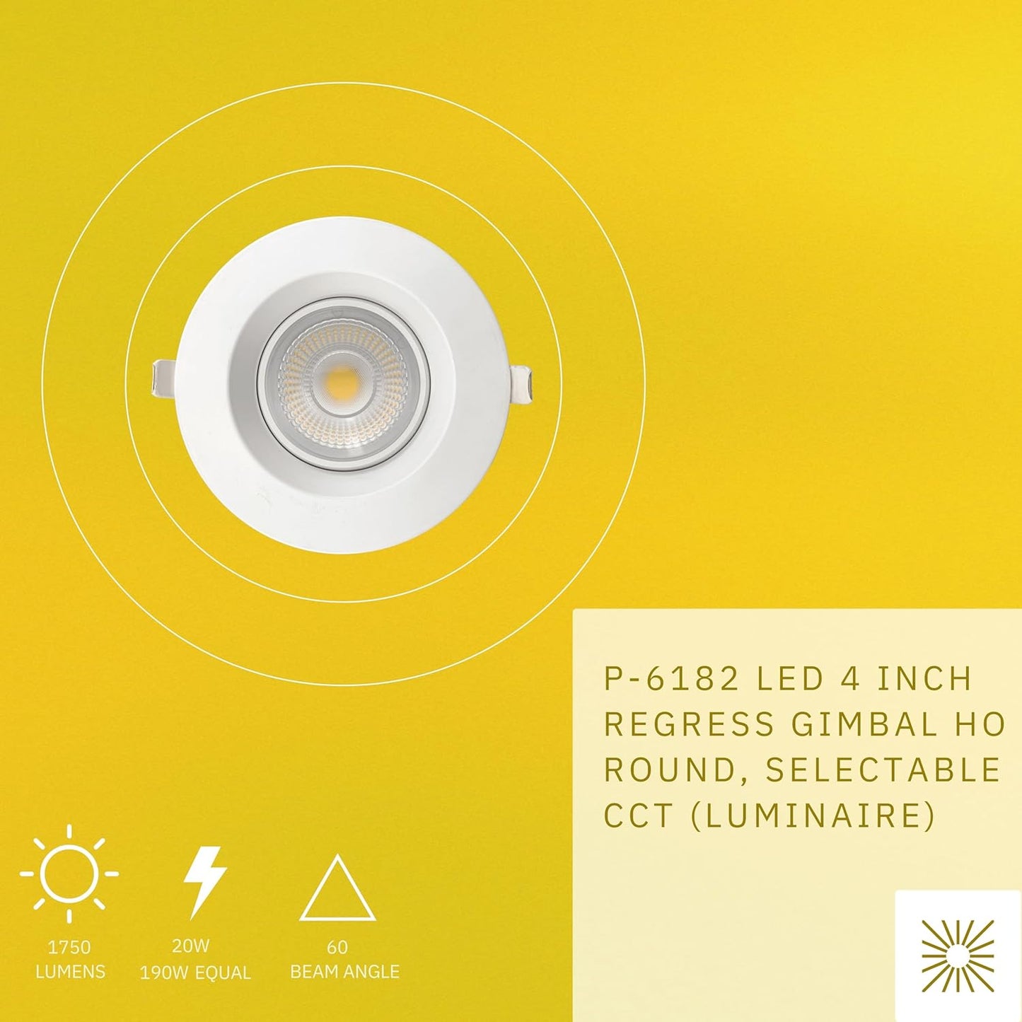 P-6182 4 Inch Round White 20W 1750 Lumens 5CCT Gimbal Light