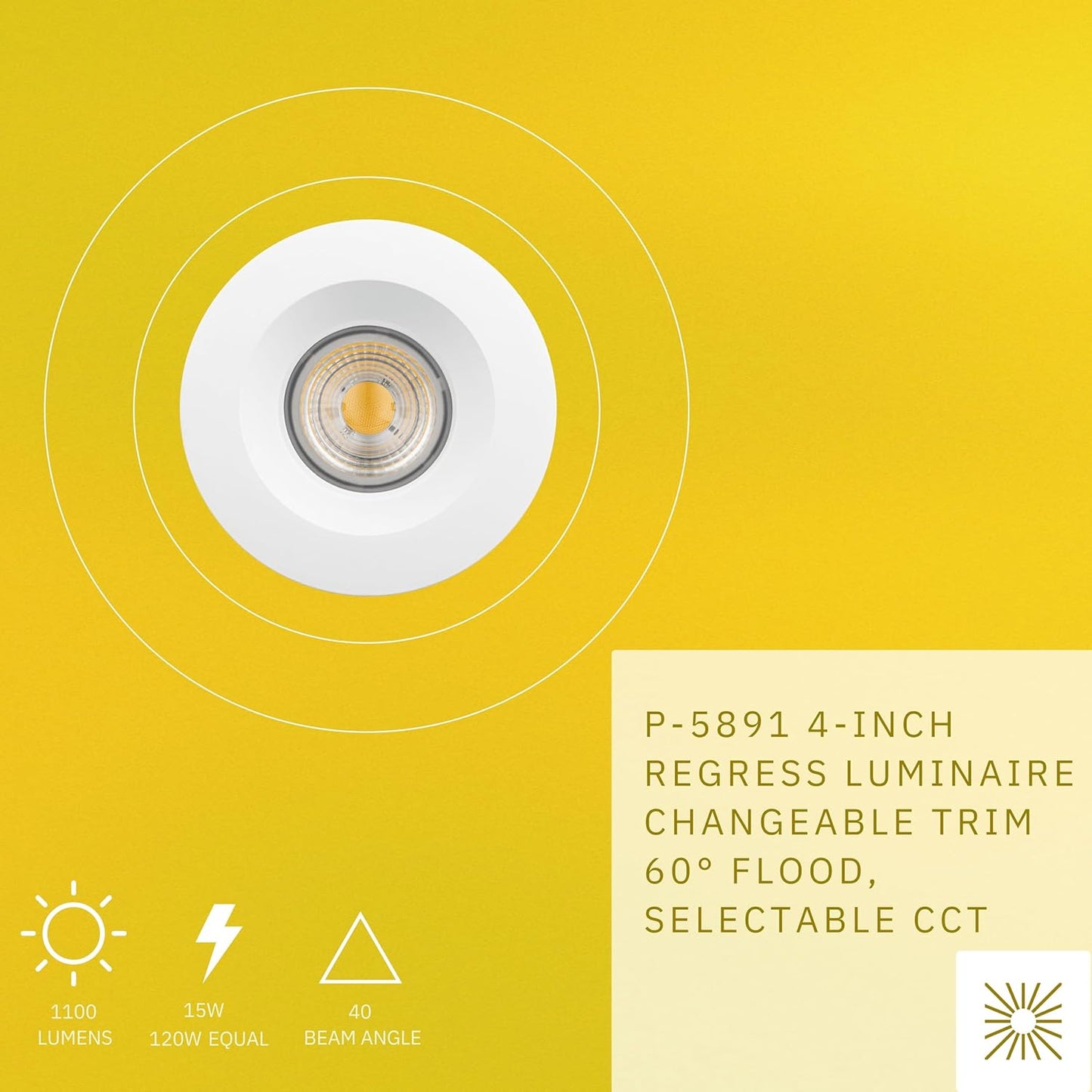 P-5891 4 Inch Round White Smooth 15W 1100 Lumens 5CCT Recessed Light