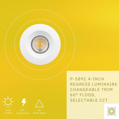 P-5891 4 Inch Round White Smooth 15W 1100 Lumens 5CCT Recessed Light