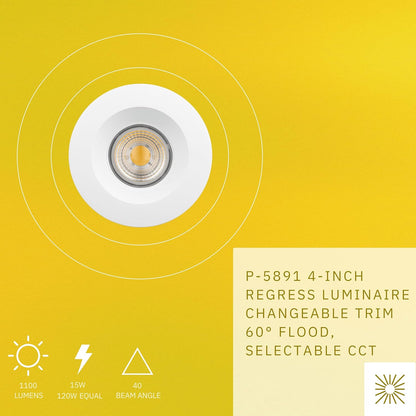 P-5891 4 Inch Round White Smooth 15W 1100 Lumens 5CCT Recessed Light