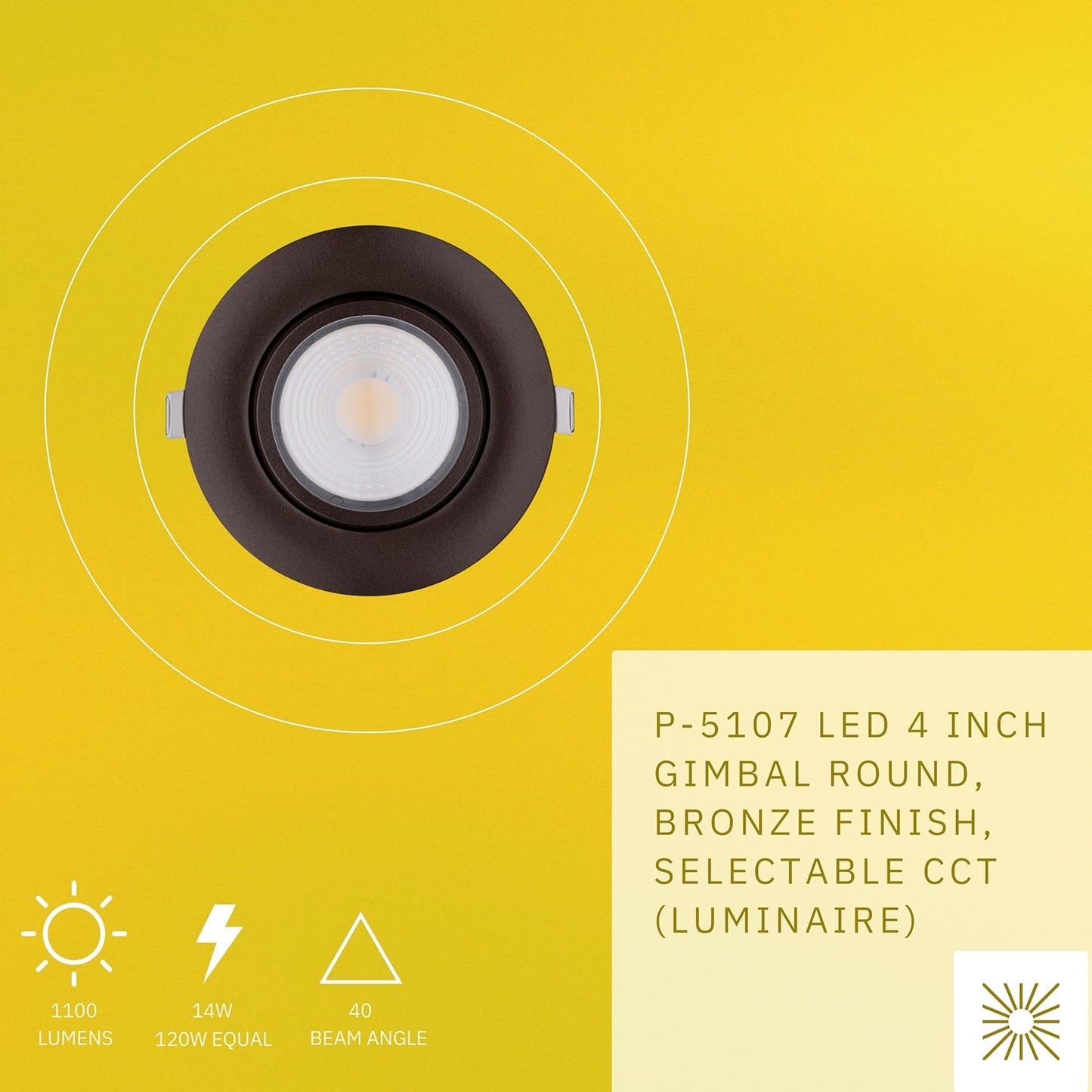 P-5107 4 Inch Round Bronze 14W 1100 Lumens 5CCT Gimbal Light