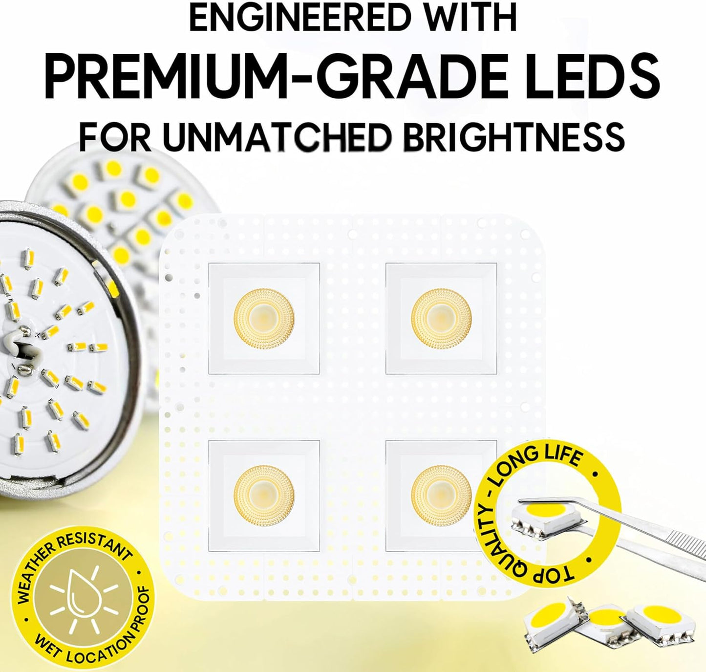 P-7455 3.5 inch Trimless Quadruple Head Square White HO, 72/120W, 6800/10800 Lumens, 5CCT Recessed Light