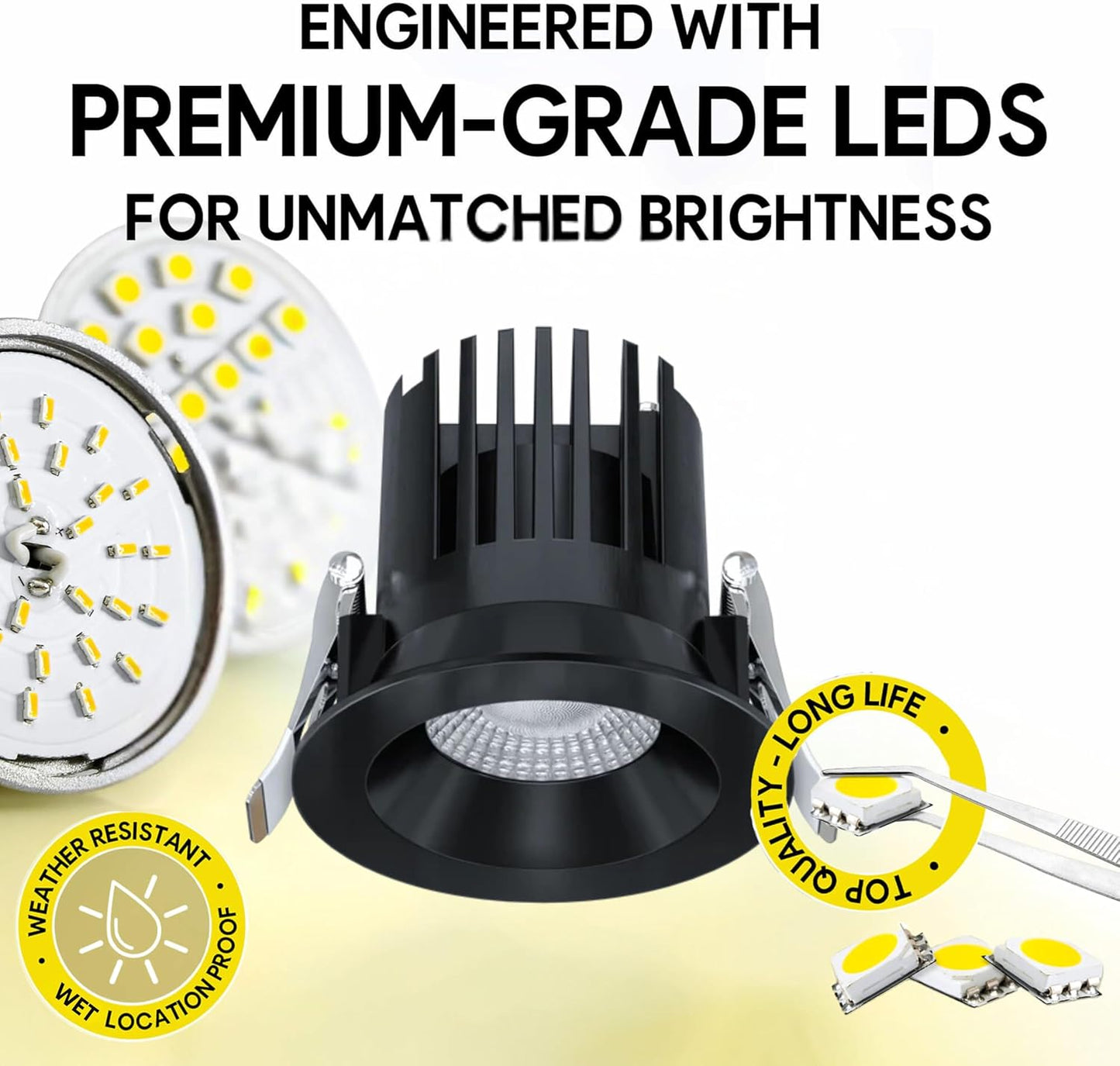 P-7487 3 inch Round Black Shallow Trim, 9W, 850 Lumens, 5CCT Recessed Light