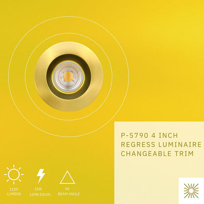 P-5790 4 Inch Round Brushed Brass 15W 1100 Lumen Neutral White 35k Recessed Light