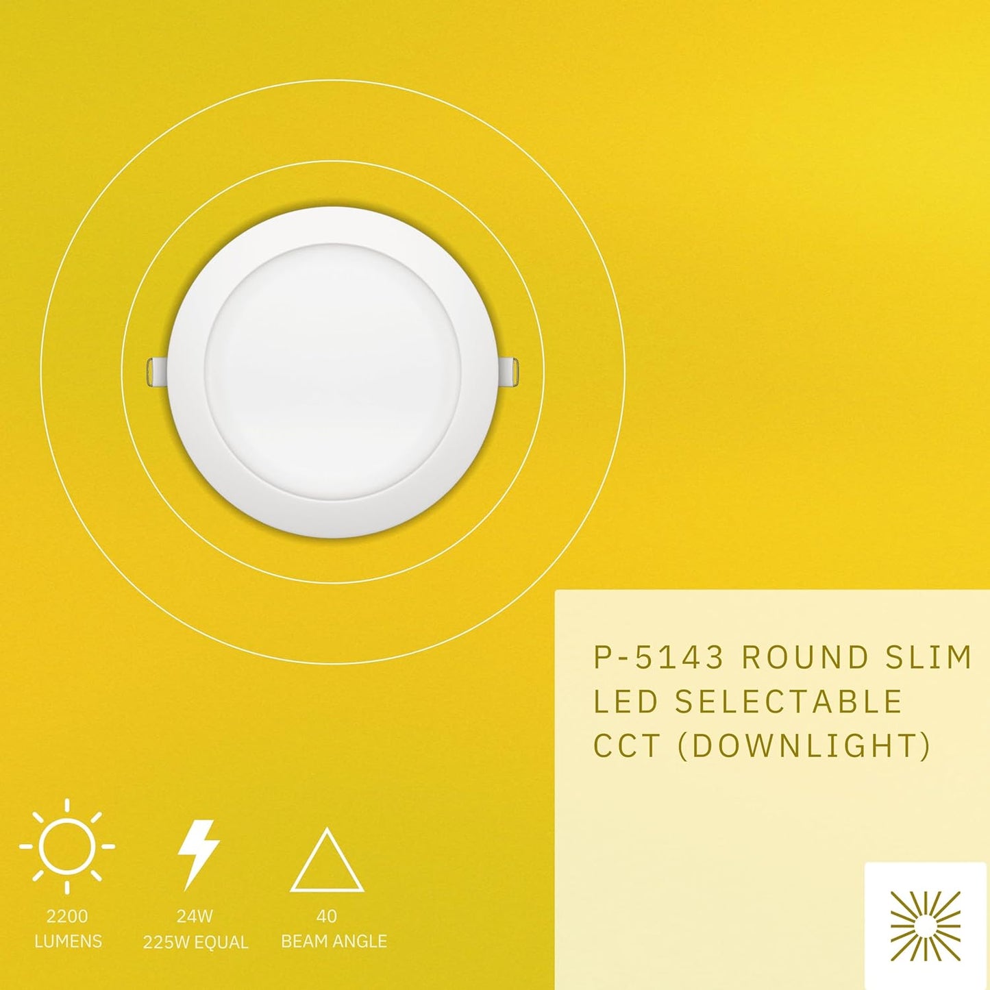 P-5143 8 Inch Round White 24W 2200 Lumens 3CCT Slim Ultra-Thin light