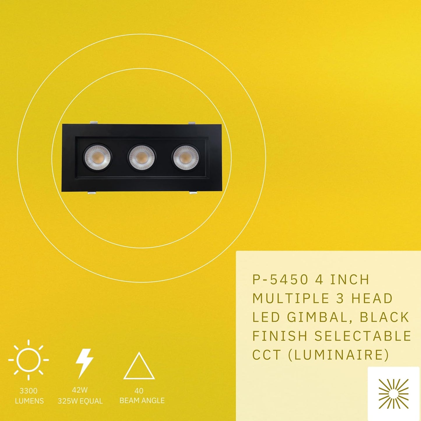 P-5450 4 Inch 3 Head Black 42W 3300 Lumens 5CCT Gimbal Light