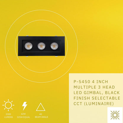 P-5450 4 Inch 3 Head Black 42W 3300 Lumens 5CCT Gimbal Light