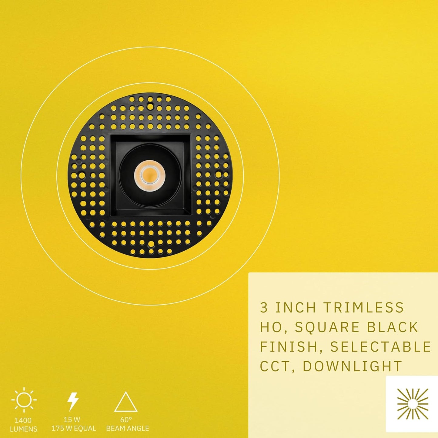 P-6377 3 Inch Trimless Square Black 15W 1400 Lumens 5CCT Recessed Light