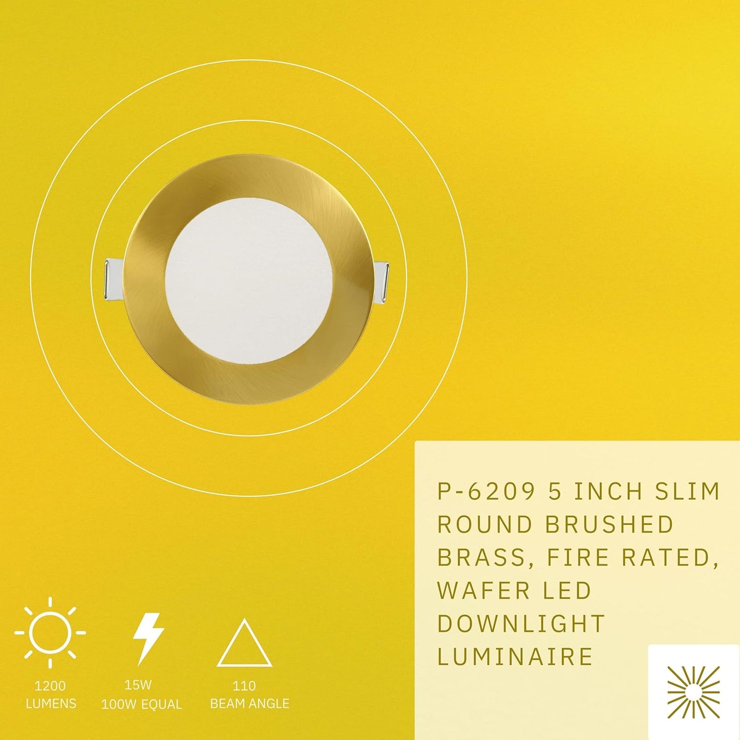 P-6209 5 Inch Round Brushed Brass 15W 1200 Lumens 5CCT Slim Light
