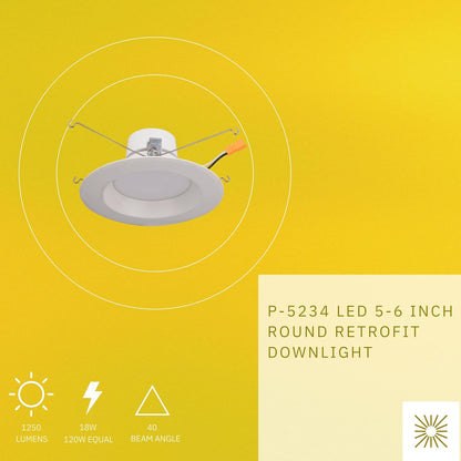 P-5234 5-6 Inch Round White 18W 1250 Lumens Super White 5k Retrofit Light