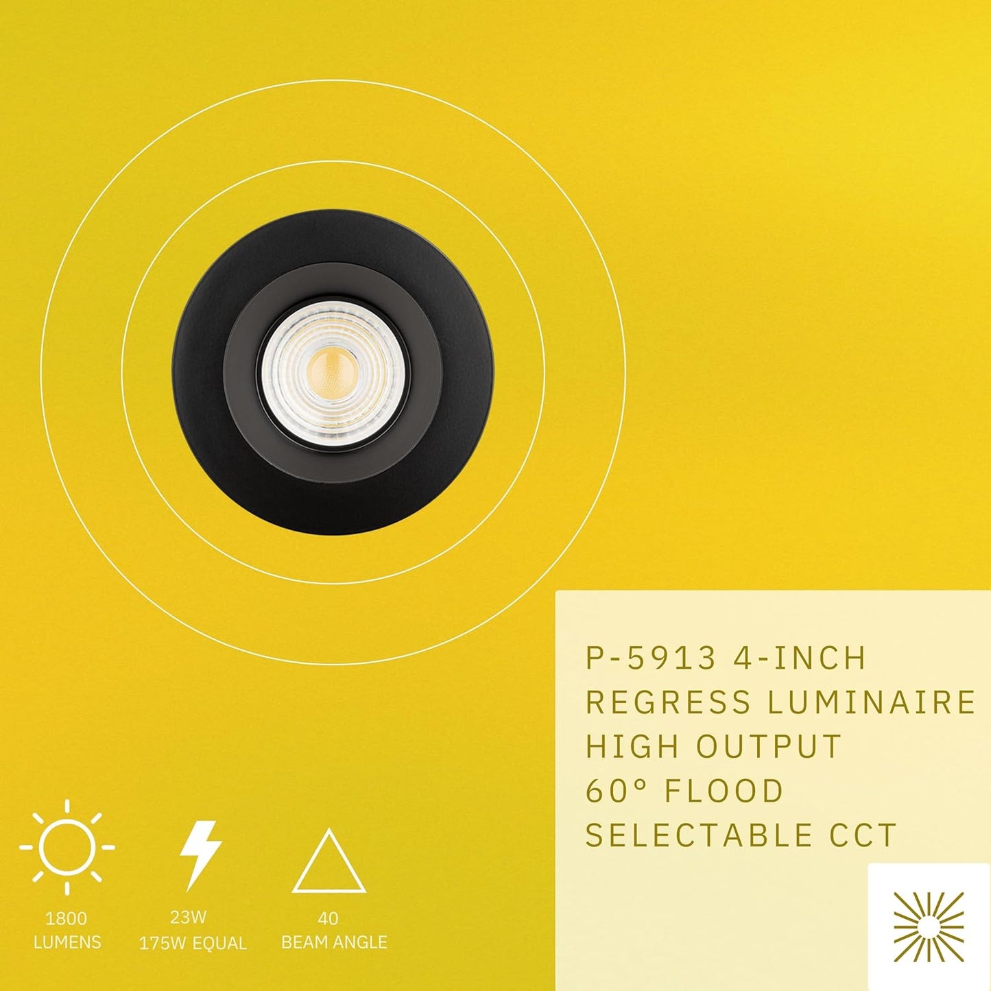 P-5913 4 Inch Round Black 23W 1800 Lumens 5CCT Recessed Light