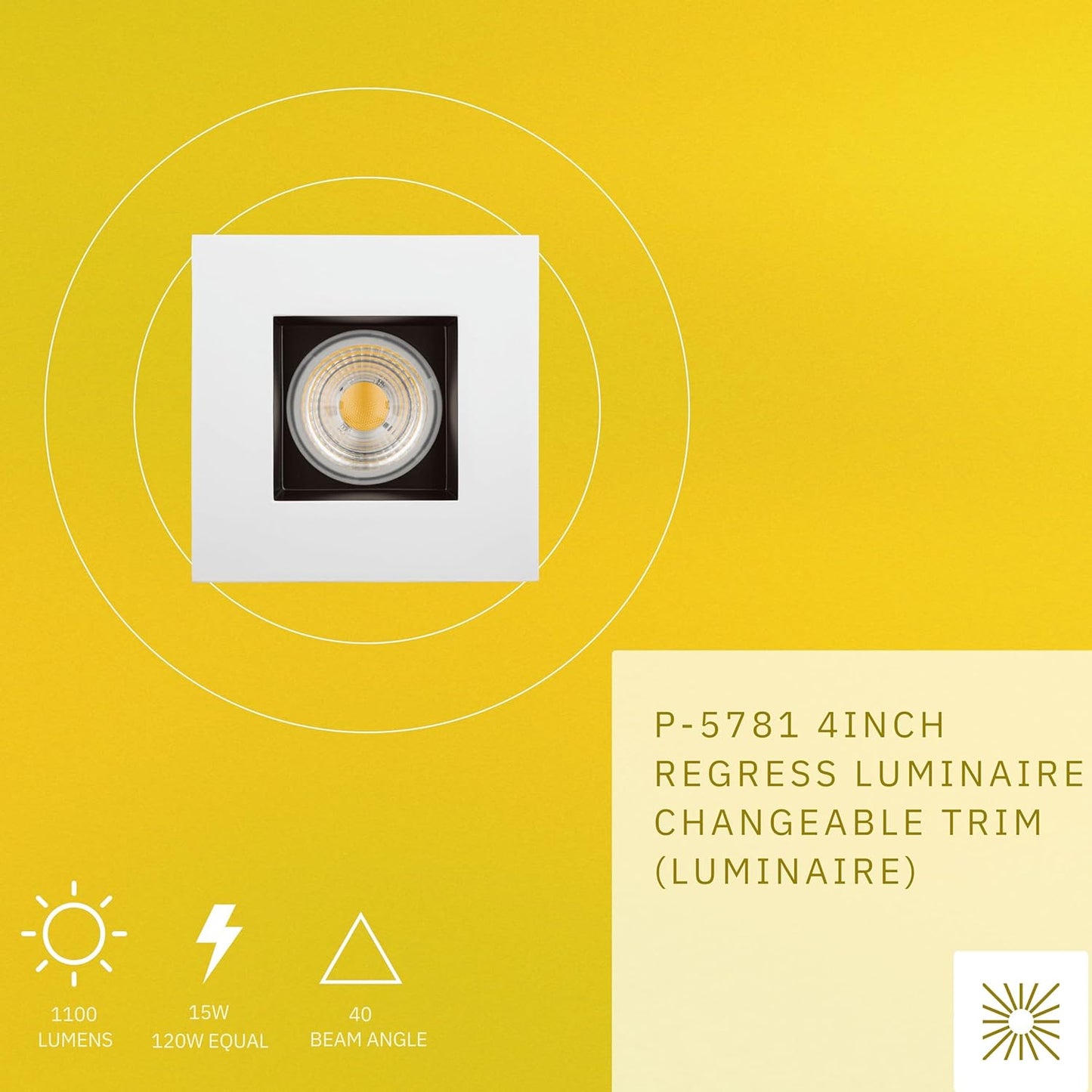 P-5781 4 InchSquare 2-Tone Smooth 15W 1100 Lumen NeutralWhite 35k Recessed Light