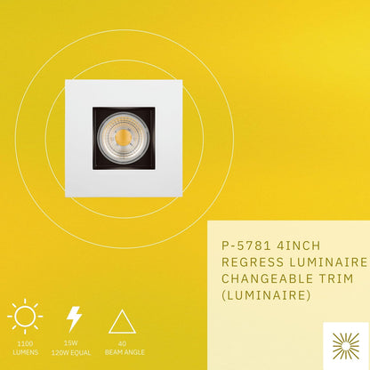 P-5781 4 InchSquare 2-Tone Smooth 15W 1100 Lumen NeutralWhite 35k Recessed Light