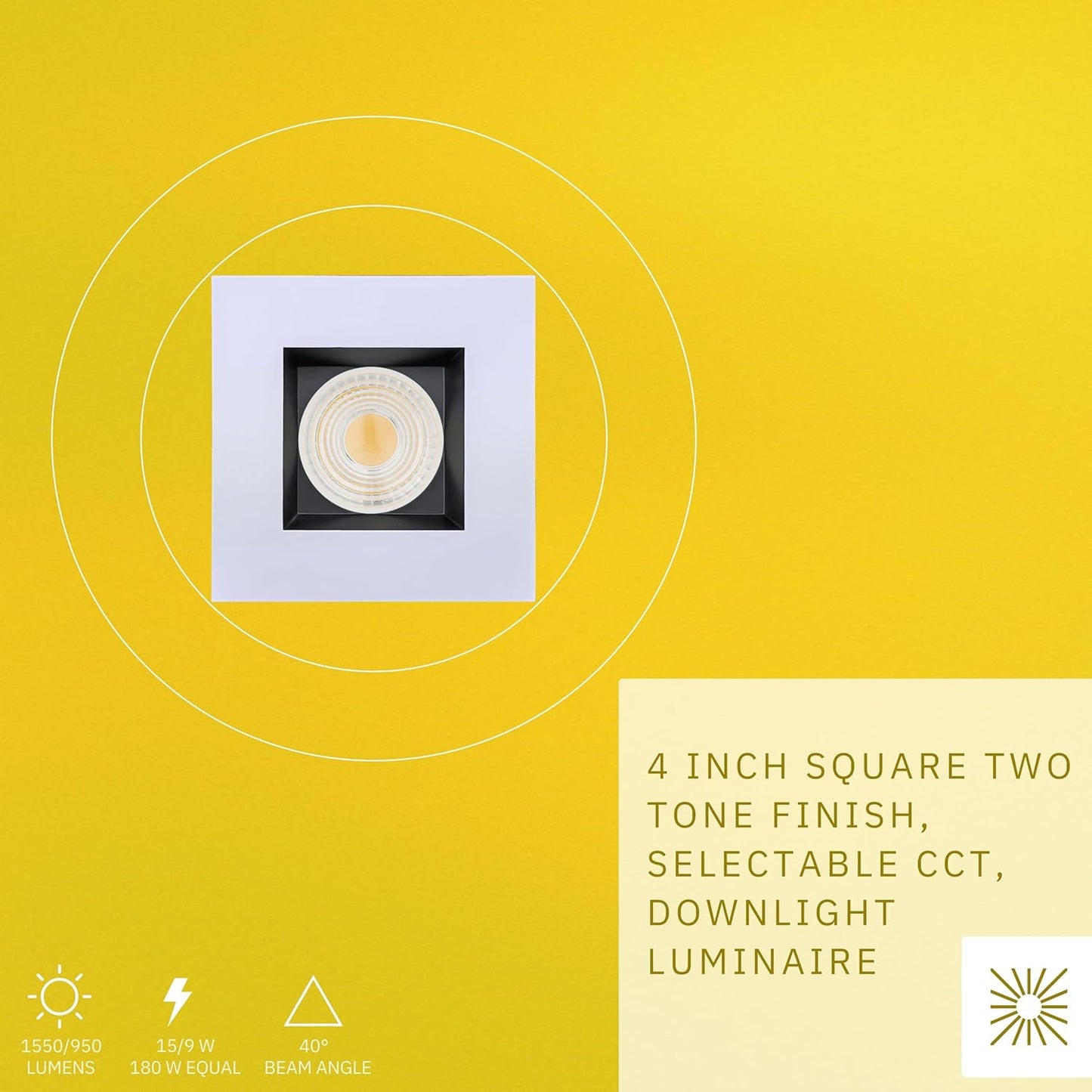 P-6455 4 Inch Square Two-Tone, 15 Watts, 1550 Lumens 5CCT Recessed Light