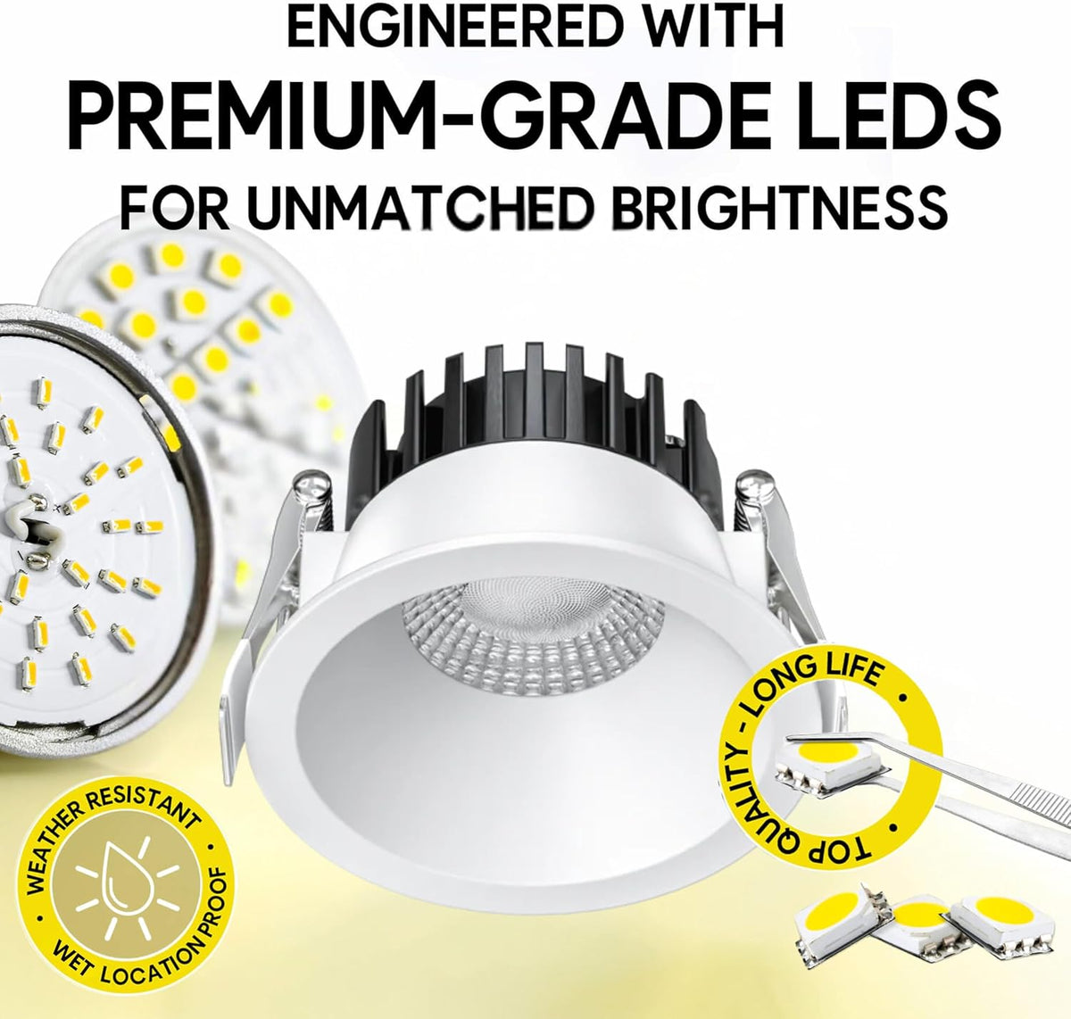 P-7546 3 inch Round White Narrow Trim, 8W, 800 Lumens, 5CCT Recessed Light