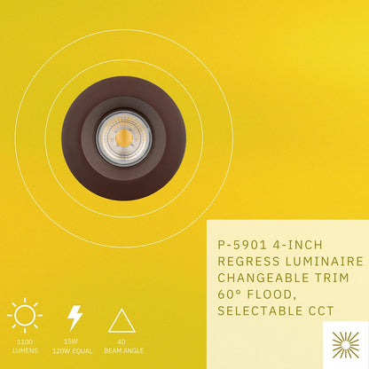 P-5901 4 Inch Round Bronze Smooth 15W 1100 Lumens 5CCT Recessed Light