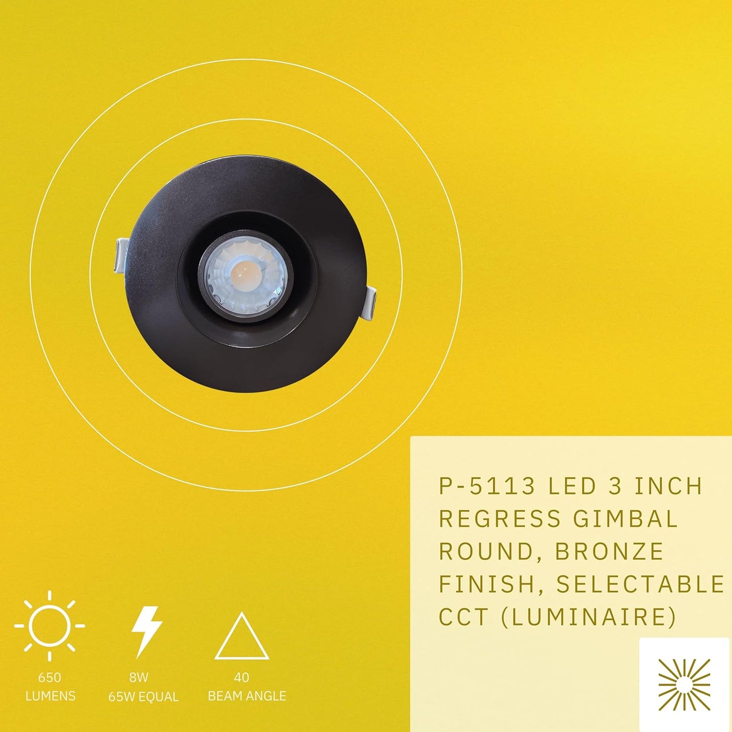 P-5113 3 Inch Round Bronze 8W 650 Lumens 5CCT Gimbal Light
