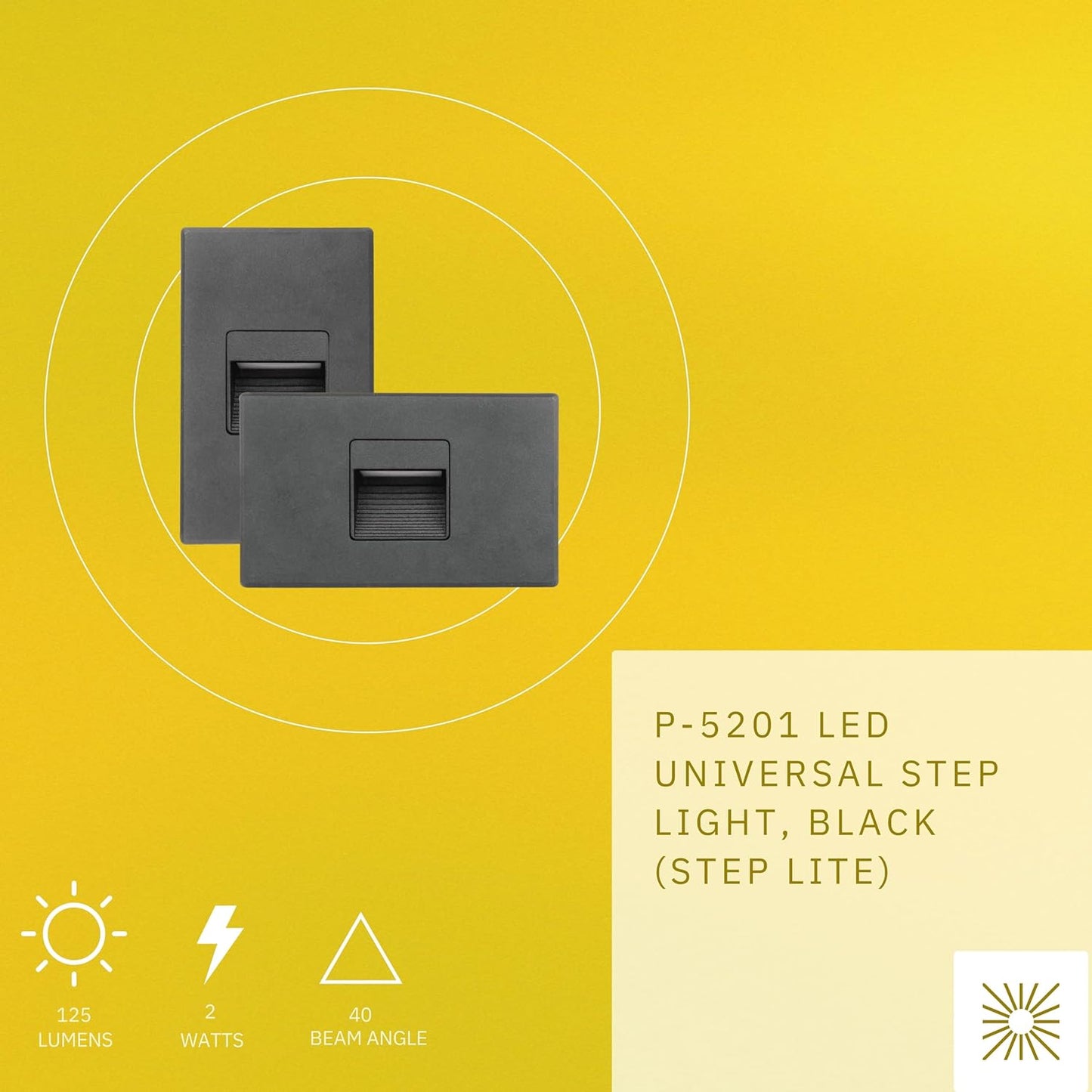 P-5201 Vertical-Horizontal Black 2W 125 Lumens Super White 5k Step Light