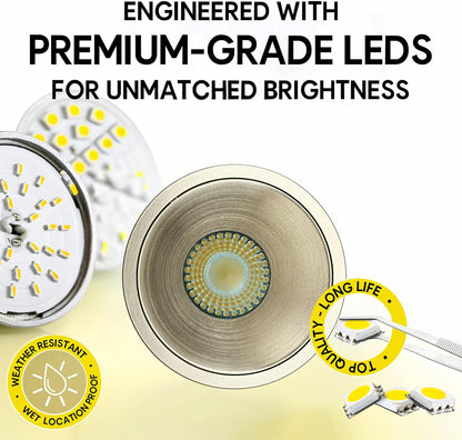 P-7001 2 Inch Millwork Trimless Round Brushed Nickel 8W, 600 Lumens 5CCT Recessed Light