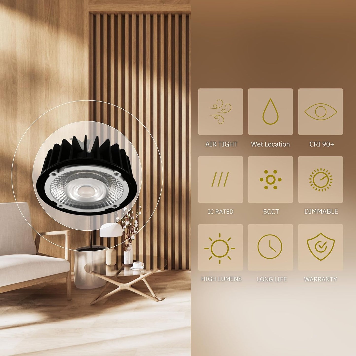P-5092 6 Inch Round White 24W 1800 Lumens 5CCT Recessed Light
