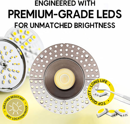 P-7147 3.5 inch Trimless Round Bronze HO 18-30W, 1700-2700 Lumens 5CCT Recessed Light