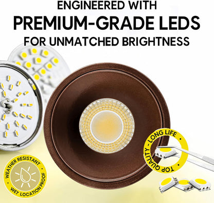 P-7076 3 Inch Millwork Trimless Round Bronze 9W, 850 Lumens 5CCT Recessed Light