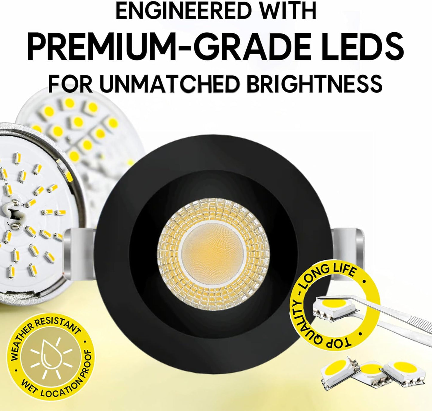 P-7491 3 inch Round Black Shallow Trim HO, 15/20W, 1400/2100 Lumens, 5CCT Recessed Light