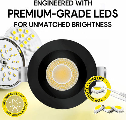 P-7491 3 inch Round Black Shallow Trim HO, 15/20W, 1400/2100 Lumens, 5CCT Recessed Light