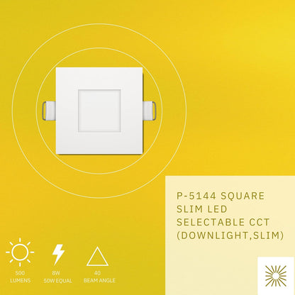 P-5144 3 Inch Square White 8W 500 Lumens 5CCT Slim Ultra-Thin light
