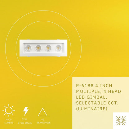P-6188 4 Inch 4 Head Multiple White 52W 4800 Lumens 5CCT Gimbal Light