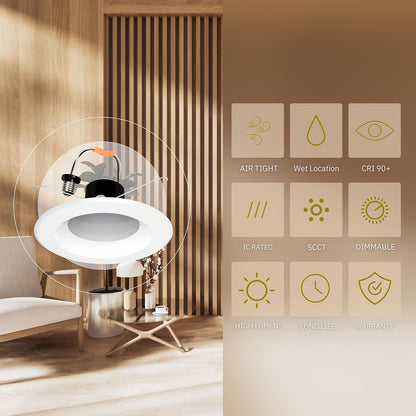 P-5723 5-6 Inch Retrofit Round White 14W 1350 Lumens 5CCT Recessed Light