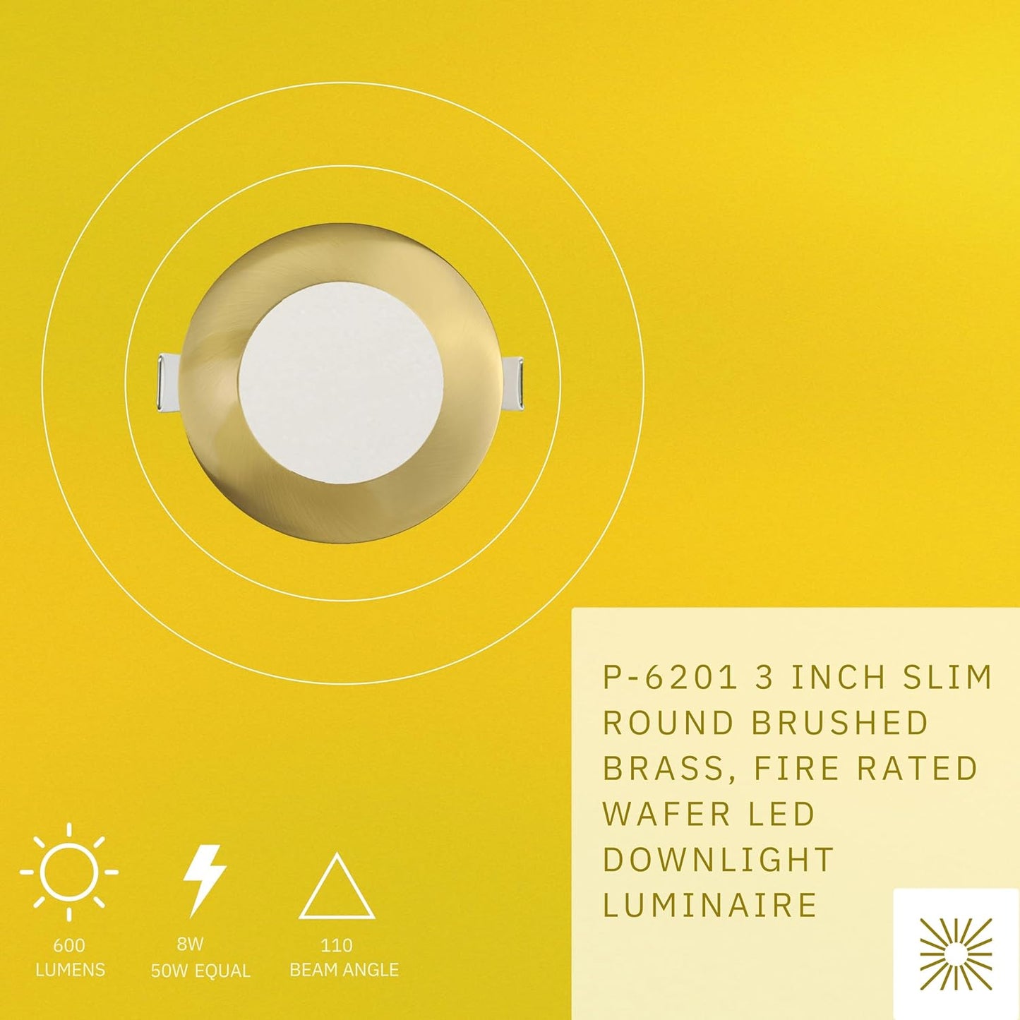 P-6201 3 Inch Round Brushed Brass 8W 600 Lumens 5CCT Slim Light