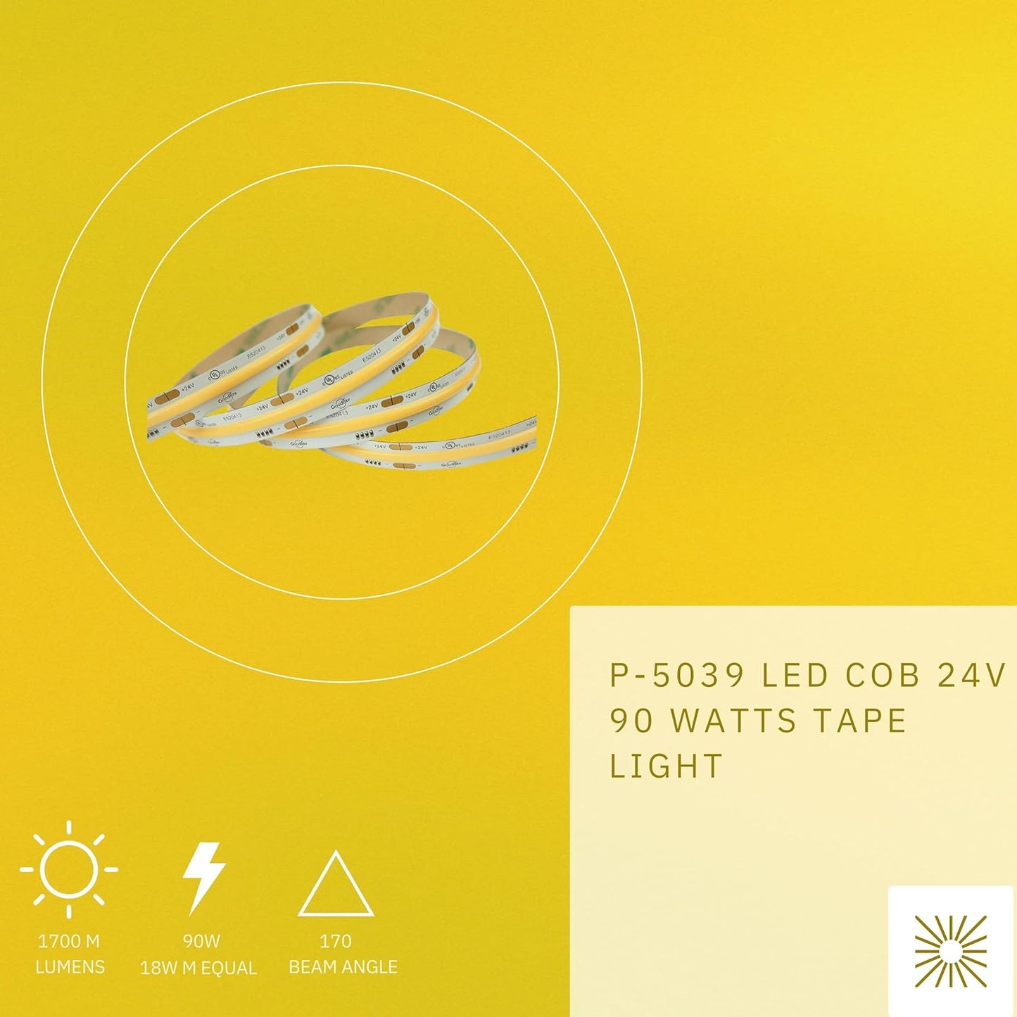 P-5039 COB LED 90W 1700M Lumens Soft White 2700k Tape Light