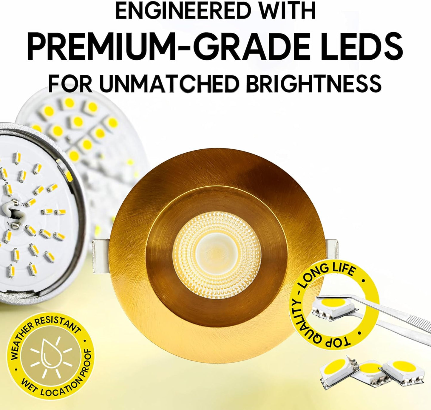 P-7132 3.5 inch Round Brushed Brass 15-9W, 1400-900 Lumens 5CCT Recessed Light