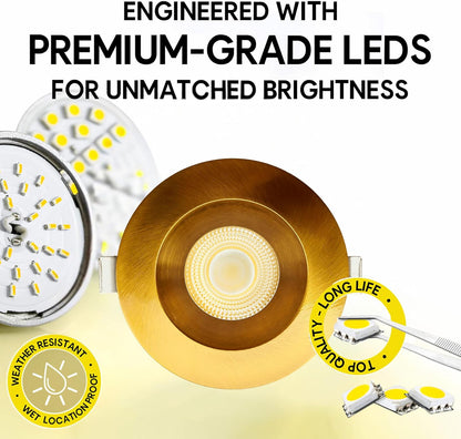 P-7132 3.5 inch Round Brushed Brass 15-9W, 1400-900 Lumens 5CCT Recessed Light