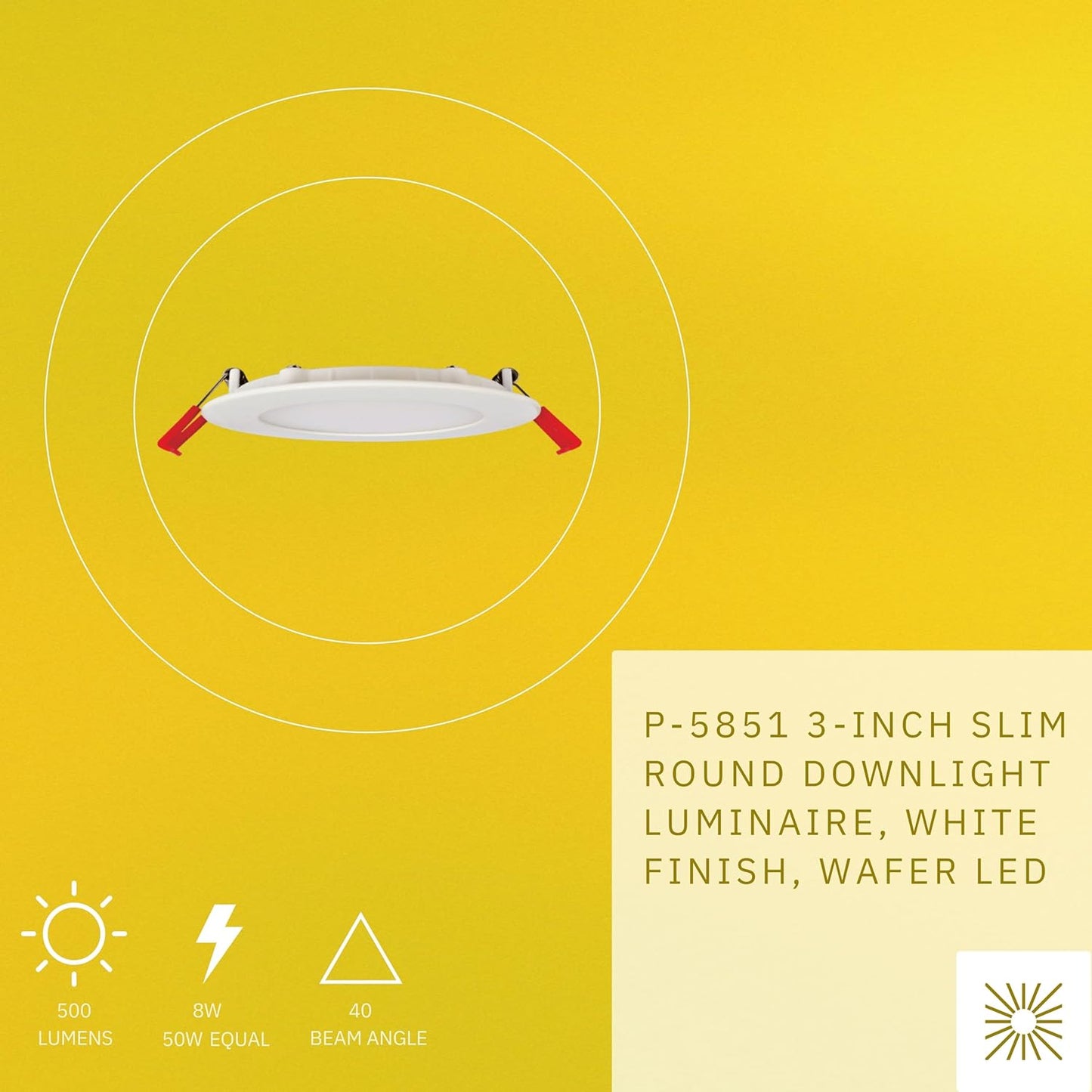 P-5855 4 Inch Round white 11W 850 Lumens 5000K Slim Downlight