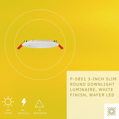 P-5855 4 Inch Round white 11W 850 Lumens 5000K Slim Downlight