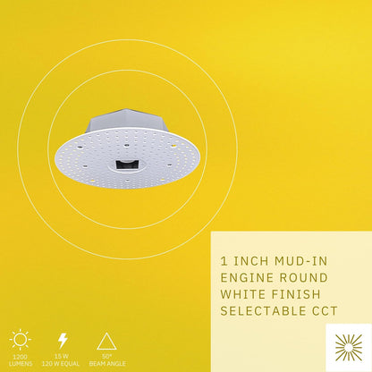 P-6559 1 Inch Mud-In Engine, 15 Watts, 1200 Lumens 5CCT Recessed Light