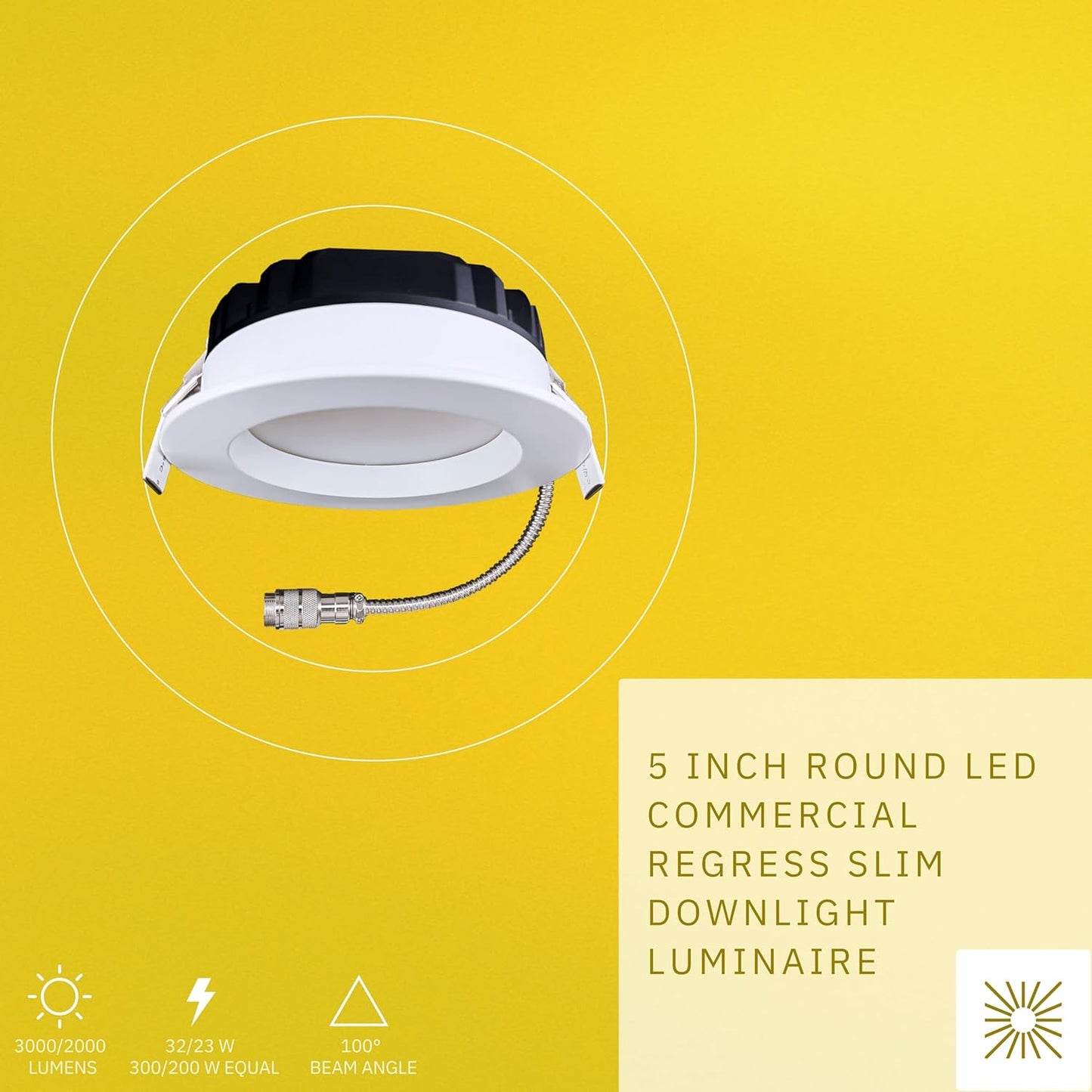 P-6403 5 Inch Slim Round White Finish 32W-23W=300W-200W, 3000-2000 Lumens 5CCT Recessed Light