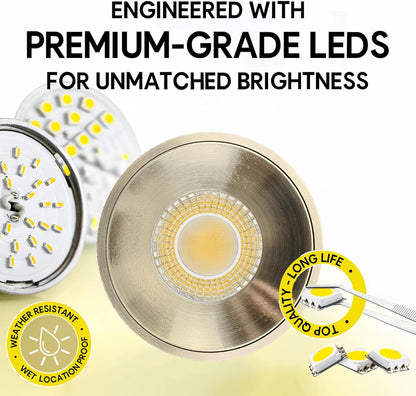 P-7103 4 Inch Millwork Trimless Round Brushed Nickel 32-20W, 3000-2000 Lumens 5CCT Recessed Light