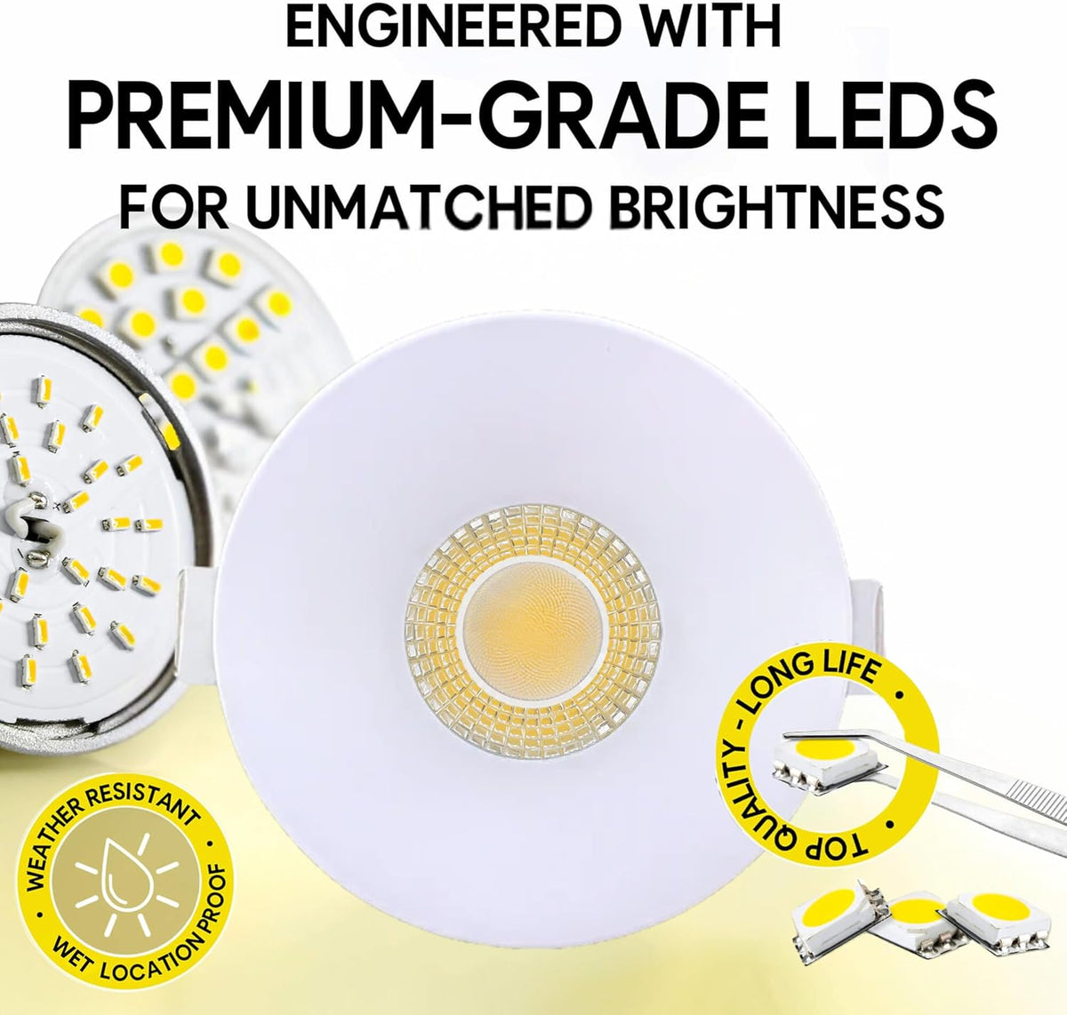 P-7559 3 inch Round White 3/4in Drop Trim, 8W, 800 Lumens, 5CCT Recessed Light
